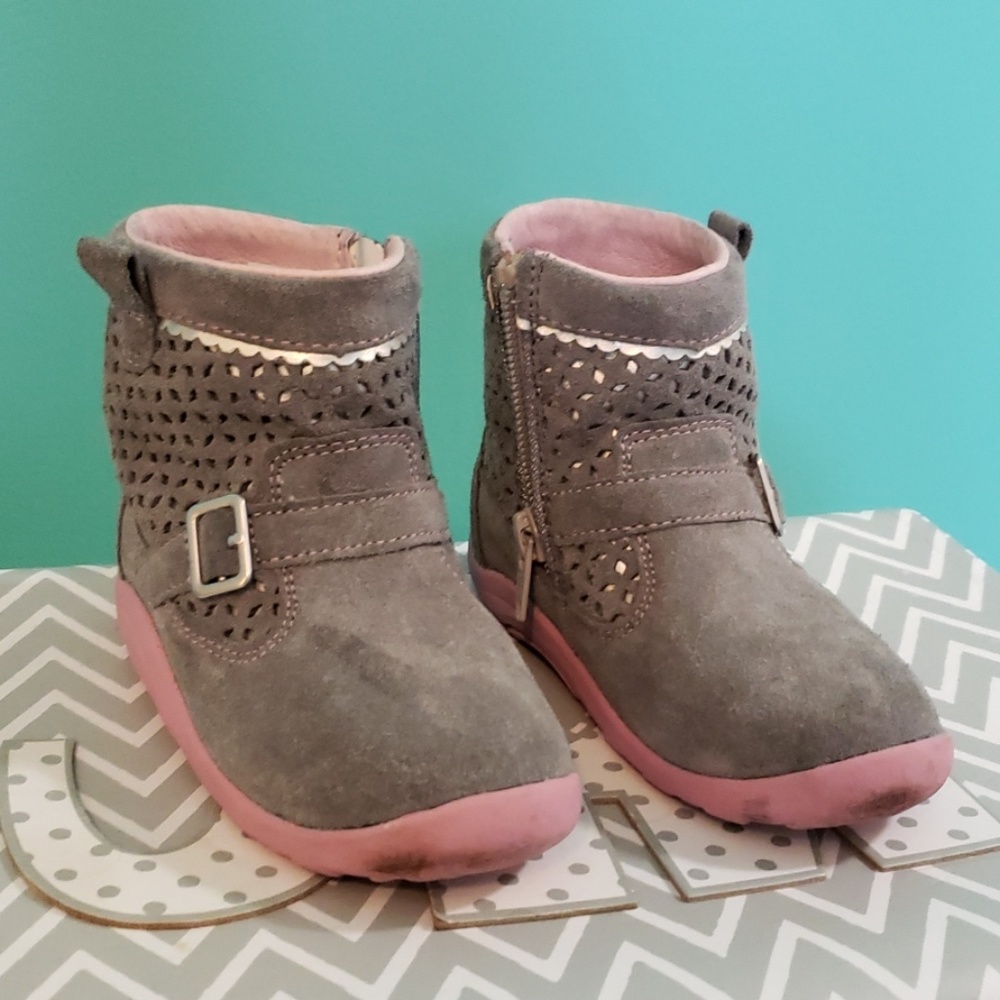 Toddler girls pink and gray boots